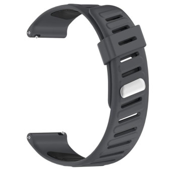 22mm Slanted Hole Two Color Silicone Watch Band(Grey Black)
