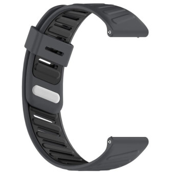 22mm Slanted Hole Two Color Silicone Watch Band(Grey Black)