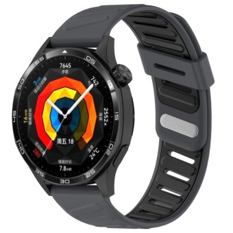 22mm Slanted Hole Two Color Silicone Watch Band(Grey Black)