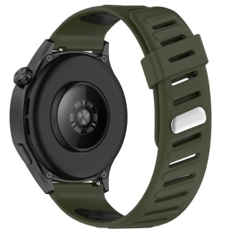 22mm Slanted Hole Two Color Silicone Watch Band(Army Green Black)