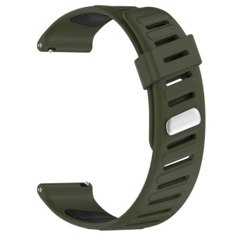 22mm Slanted Hole Two Color Silicone Watch Band(Army Green Black)