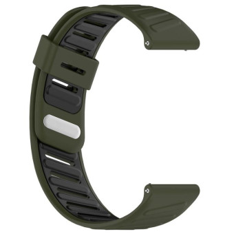 22mm Slanted Hole Two Color Silicone Watch Band(Army Green Black)