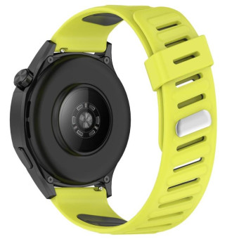 22mm Slanted Hole Two Color Silicone Watch Band(Lime Grey)