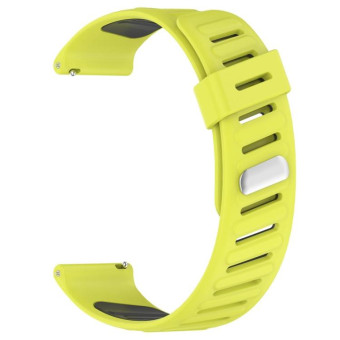 22mm Slanted Hole Two Color Silicone Watch Band(Lime Grey)