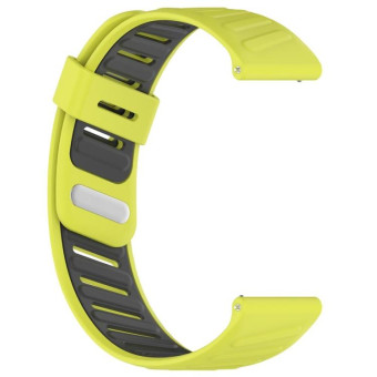 22mm Slanted Hole Two Color Silicone Watch Band(Lime Grey)