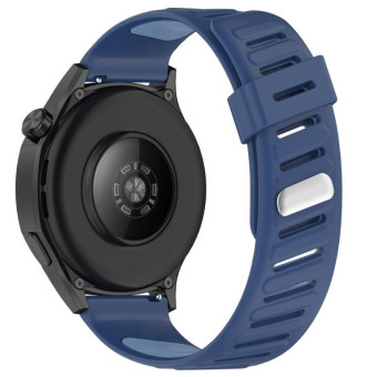 22mm Slanted Hole Two Color Silicone Watch Band(Dark Blue Light Blue)