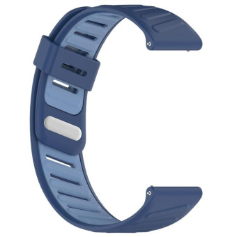 22mm Slanted Hole Two Color Silicone Watch Band(Dark Blue Light Blue)