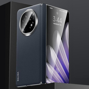 For OPPO Find N5 SULADA Frameless Top Layer Cowhide Leather Hybrid PC Phone Case(Blue)