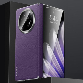 For OPPO Find N5 SULADA Frameless Top Layer Cowhide Leather Hybrid PC Phone Case(Purple)