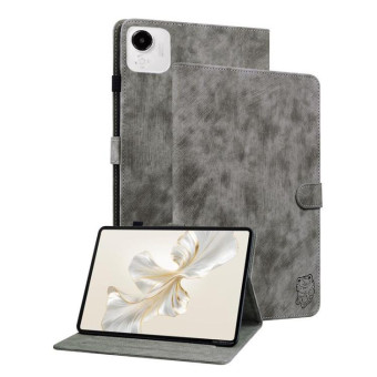 For Honor Pad X9a Embossed Tiger Pattern Leather Tablet Case(Grey)