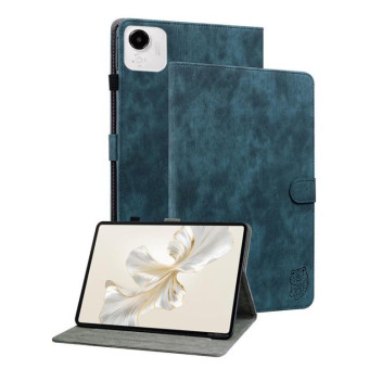 For Honor Pad X9a Embossed Tiger Pattern Leather Tablet Case(Dark Blue)