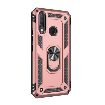 For Vivo Y3 / Y17 Shockproof TPU + PC Protective Case with 360 Degree Rotating Holder(Rose Gold)