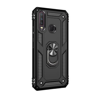 For Vivo Y3 / Y17 Shockproof TPU + PC Protective Case with 360 Degree Rotating Holder(Black)