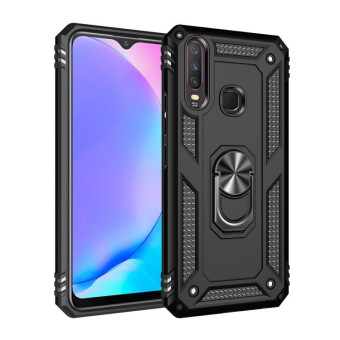 For Vivo Y3 / Y17 Shockproof TPU + PC Protective Case with 360 Degree Rotating Holder(Black)