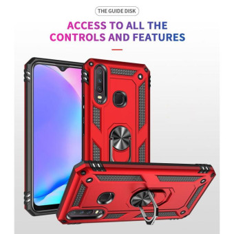 For Vivo Y3 / Y17 Shockproof TPU + PC Protective Case with 360 Degree Rotating Holder(Rose Gold)