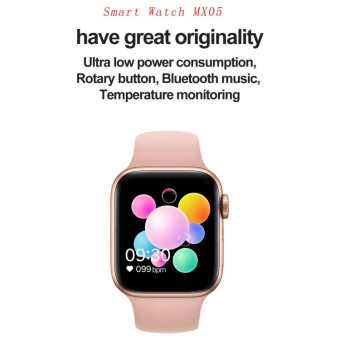 MX05 1.54 inch TFT Color Touch Screen Dual-mode Bluetooth Smart Watch, Support Sleep Monitor / Heart Rate Monitor / Blood Pressure Monitoring(Rose Gold)