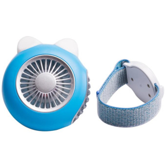 LORDNINO SBF003 3W USB Charging Portable Electric Fan with Magnetic Wristband, 3 Speed Control (Blue)
