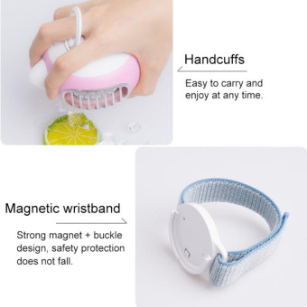 LORDNINO SBF003 3W USB Charging Portable Electric Fan with Magnetic Wristband, 3 Speed Control (Blue)