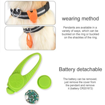 LED Night Light Pet Safety Collar Silicone Pendant (Green)