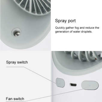 Multi-function USB Charging Spray Humidification Desktop Electric Fan with LED Warm Yellow Reading Lamp, Support 3 Speed Control(Pink)