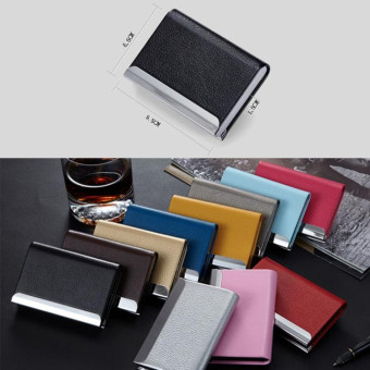 Lichi texture Business Card Holder Credit Card ID Case Holder(Dark Blue)