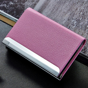 Lichi texture Business Card Holder Credit Card ID Case Holder(Pink)