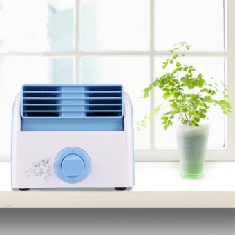 30W Turbine No Blade Mini Desktop Mute Fan for Dormitory / Bedroom / Living Room / Office, 3 Kinds Speed Modes, AC 220V(Blue)