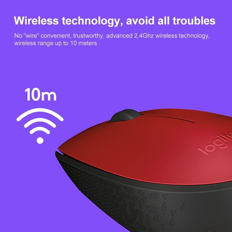 Logitech M170 1000DPI USB Wireless Mouse with 2.4G Receiver (Red)