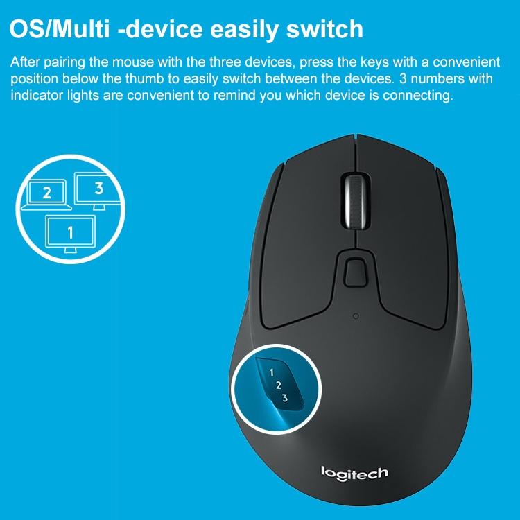 Logitech M720 1000DPI 2.4GHz Wireless Bluetooth Multimode Mouse (Black)