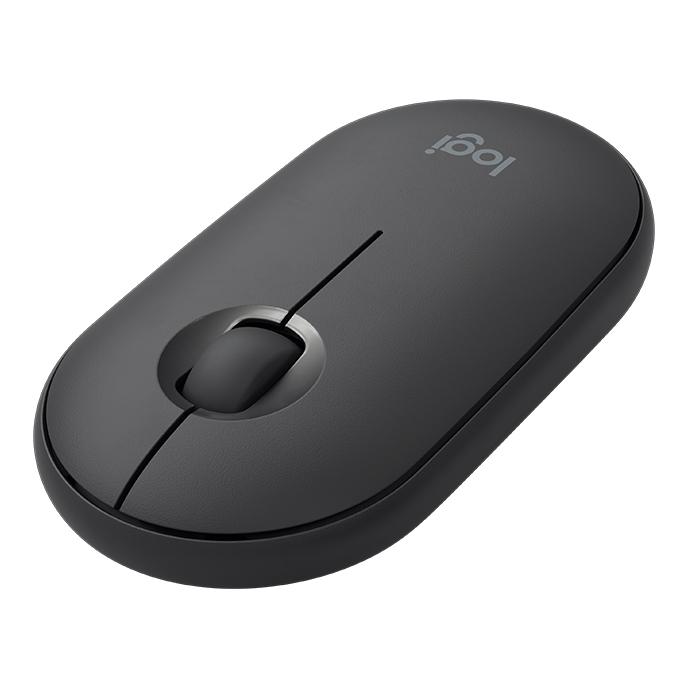 Logitech Pebble Cobblestone Shape Thin 3-keys 1000DPI Mute Wireless Bluetooth Optical Mouse, Wireless Range: 10m (Black)