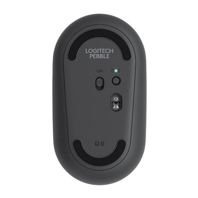 Logitech Pebble Cobblestone Shape Thin 3-keys 1000DPI Mute Wireless Bluetooth Optical Mouse, Wireless Range: 10m (Black)