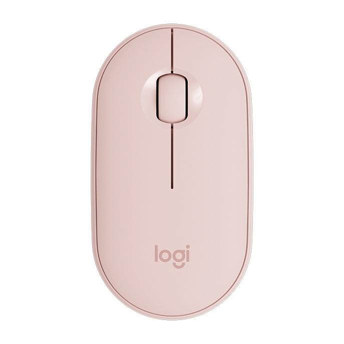 Logitech Pebble Cobblestone Shape Thin 3-keys 1000DPI Mute Wireless Bluetooth Optical Mouse, Wireless Range: 10m (Pink)