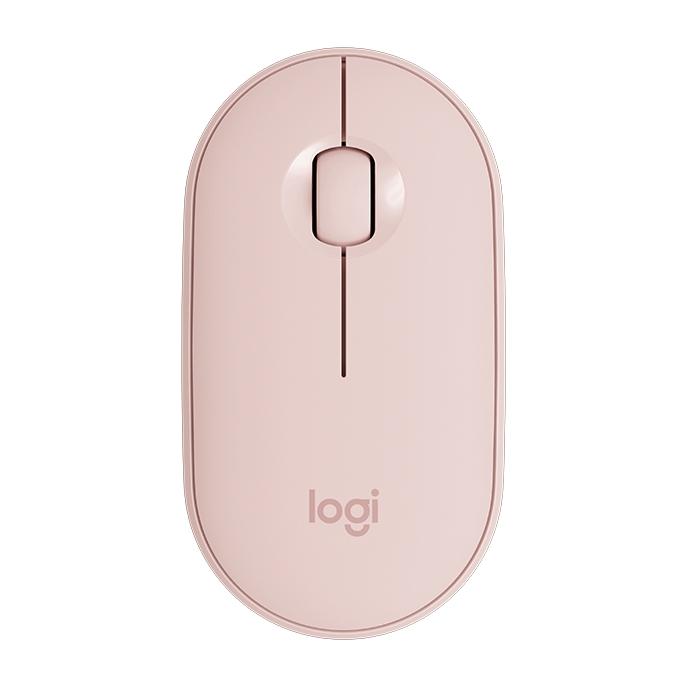Logitech Pebble Cobblestone Shape Thin 3-keys 1000DPI Mute Wireless Bluetooth Optical Mouse, Wireless Range: 10m (Pink)