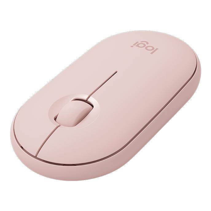 Logitech Pebble Cobblestone Shape Thin 3-keys 1000DPI Mute Wireless Bluetooth Optical Mouse, Wireless Range: 10m (Pink)