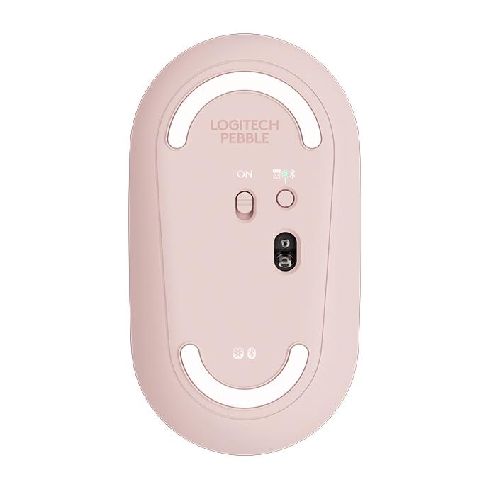 Logitech Pebble Cobblestone Shape Thin 3-keys 1000DPI Mute Wireless Bluetooth Optical Mouse, Wireless Range: 10m (Pink)