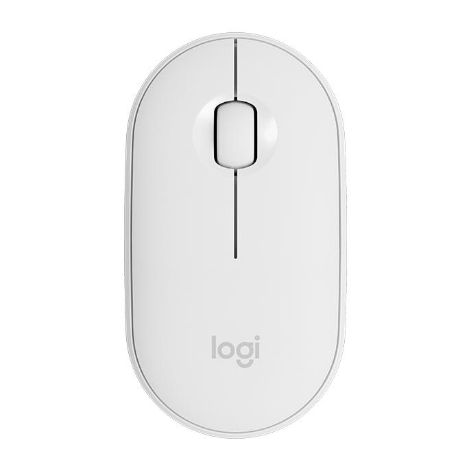 Logitech Pebble Cobblestone Shape Thin 3-keys 1000DPI Mute Wireless Bluetooth Optical Mouse, Wireless Range: 10m (White)