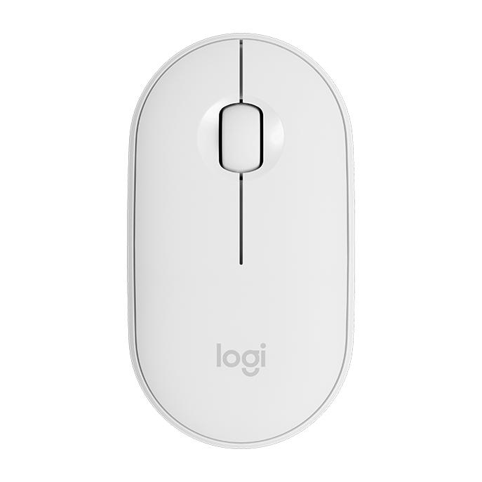 Logitech Pebble Cobblestone Shape Thin 3-keys 1000DPI Mute Wireless Bluetooth Optical Mouse, Wireless Range: 10m (White)