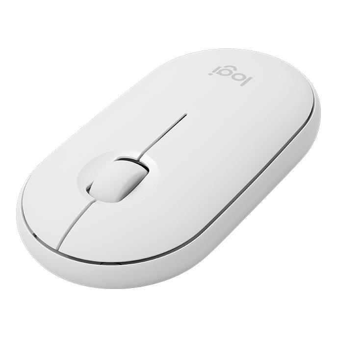 Logitech Pebble Cobblestone Shape Thin 3-keys 1000DPI Mute Wireless Bluetooth Optical Mouse, Wireless Range: 10m (White)