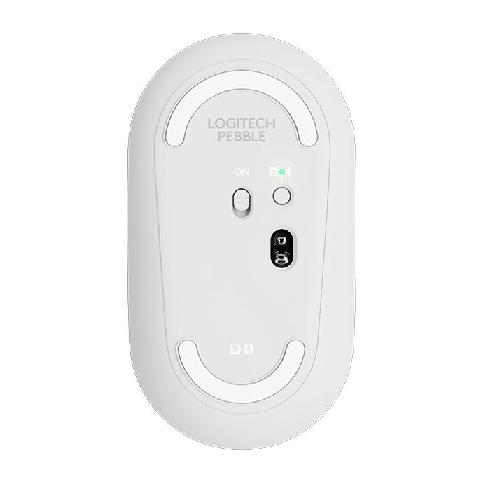 Logitech Pebble Cobblestone Shape Thin 3-keys 1000DPI Mute Wireless Bluetooth Optical Mouse, Wireless Range: 10m (White)