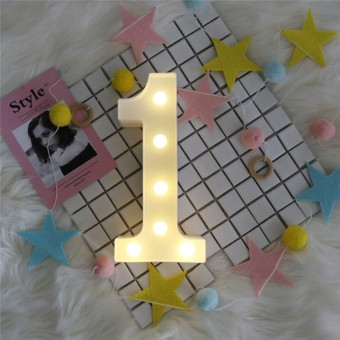 Digit 1 Shape Decoration Light, Dry Battery Powered Warm White Standing Hanging Holiday Light
