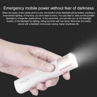 Original Xiaomi Youpin SOLOVE LED Flashlight 3000mAh USB Multi-function Portable Lighting(White)