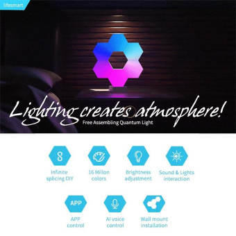 3 PCS / Set LifeSmart Creative Geometry Assembly Quantum Light with Base, Smart APP Control / Voice Control