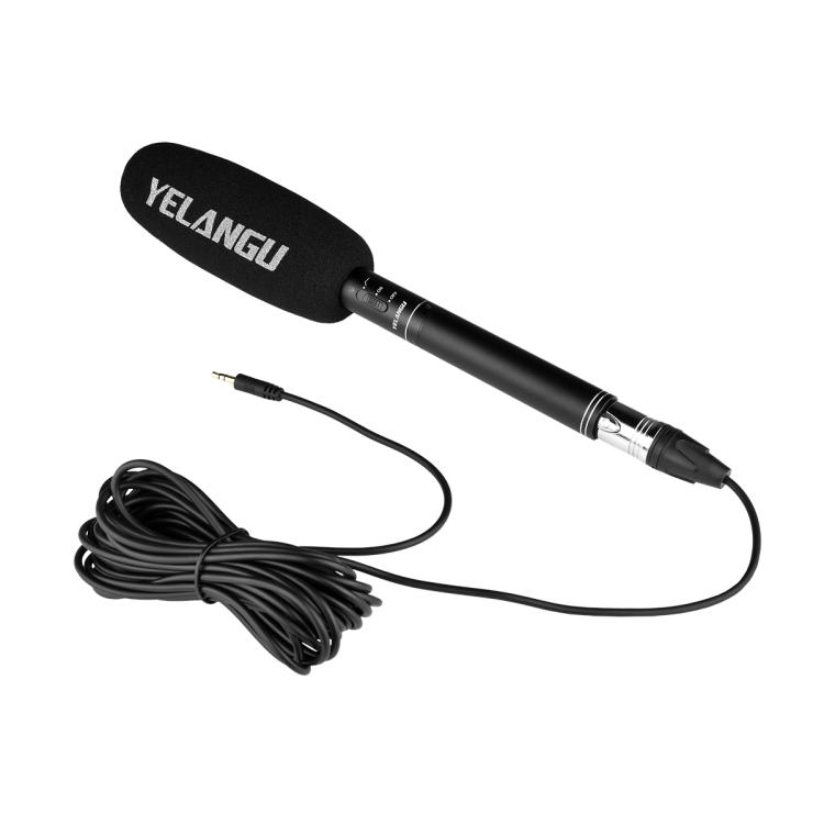 YELANGU YLG9933A MIC07 Professional Interview Condenser Video Shotgun Microphone with 6.5mm Audio Adapter & 3.5mm RXL Audio Cable(Black)