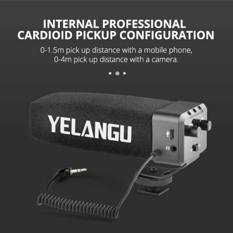 YELANG MIC09 Shotgun Gain Condenser Broadcast Microphone with Windshield for Canon / Nikon / Sony DSLR Cameras, Smartphones(Black)