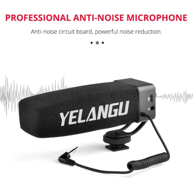 YELANG MIC09 Shotgun Gain Condenser Broadcast Microphone with Windshield for Canon / Nikon / Sony DSLR Cameras, Smartphones(Black)