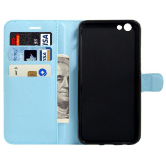 For OPPO  R9s Plus Litchi Texture Horizontal Flip Leather Case with Magnetic Buckle & Holder & Card Slots & Wallet(Blue)