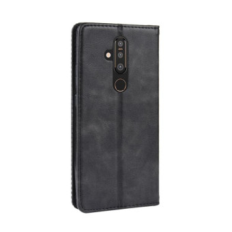 Retro Magnetic Clasp Horizontal Flip Leather Case for Nokia X71 (8.1 Plus), with Holder & Card Slots & Wallet (Black)