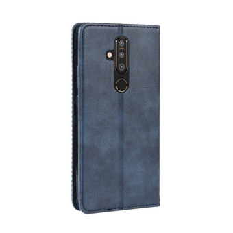 Retro Magnetic Clasp Horizontal Flip Leather Case for Nokia X71 (8.1 Plus), with Holder & Card Slots & Wallet (Blue)