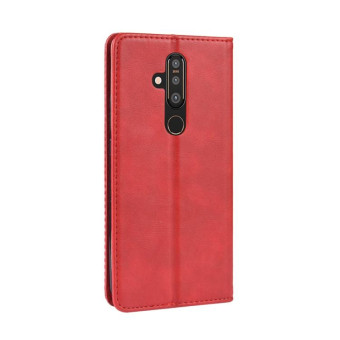 Retro Magnetic Clasp Horizontal Flip Leather Case for Nokia X71 (8.1 Plus), with Holder & Card Slots & Wallet (Red)