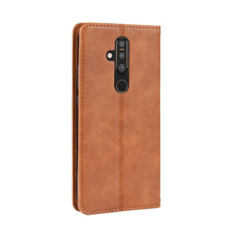 Retro Magnetic Clasp Horizontal Flip Leather Case for Nokia X71 (8.1 Plus), with Holder & Card Slots & Wallet (Brown)